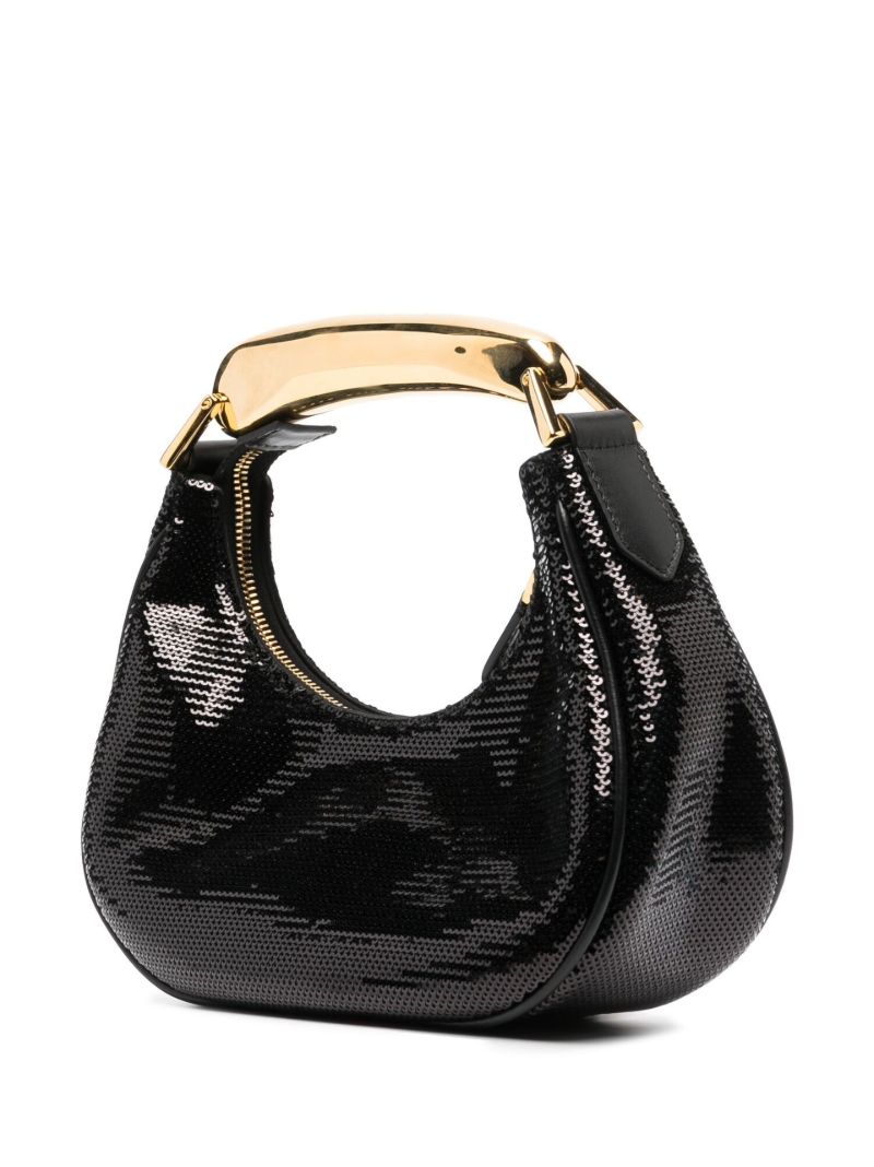 Black Sequin Leather Mini Bag