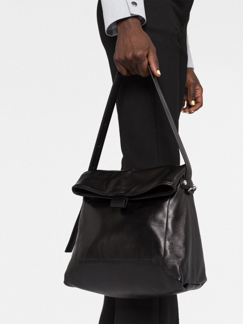 Black Ow Booster Medium Leather Shoulder Bag