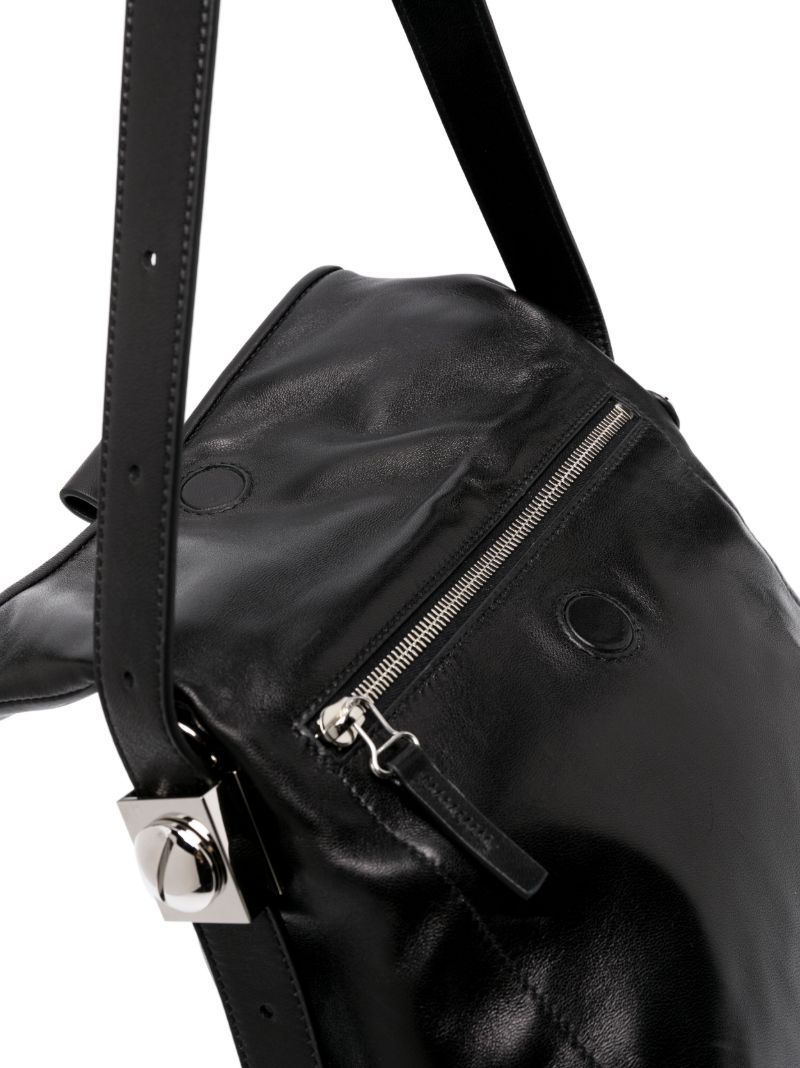 Black Ow Booster Medium Leather Shoulder Bag