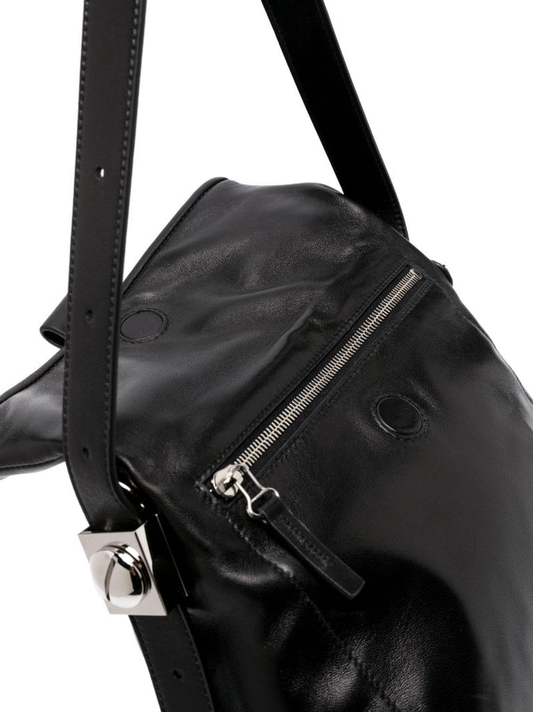 Black Ow Booster Medium Leather Shoulder Bag