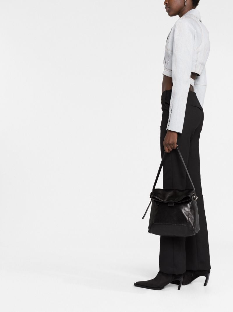Black Ow Booster Medium Leather Shoulder Bag