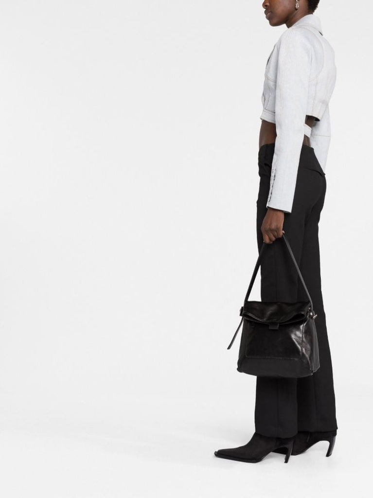 Black Ow Booster Medium Leather Shoulder Bag