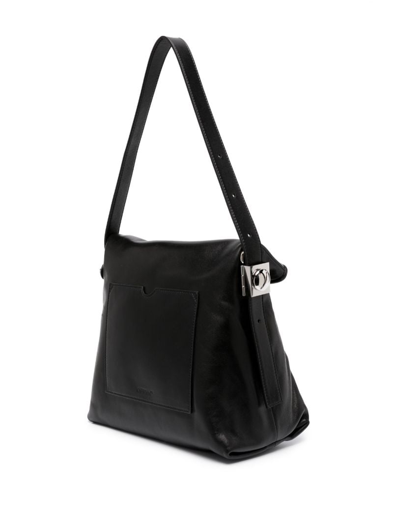 Black Ow Booster Medium Leather Shoulder Bag