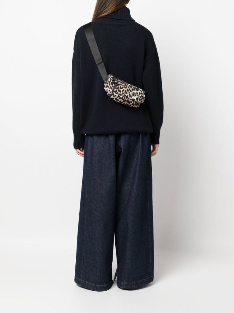 Black Quilted Leopard Print Bag