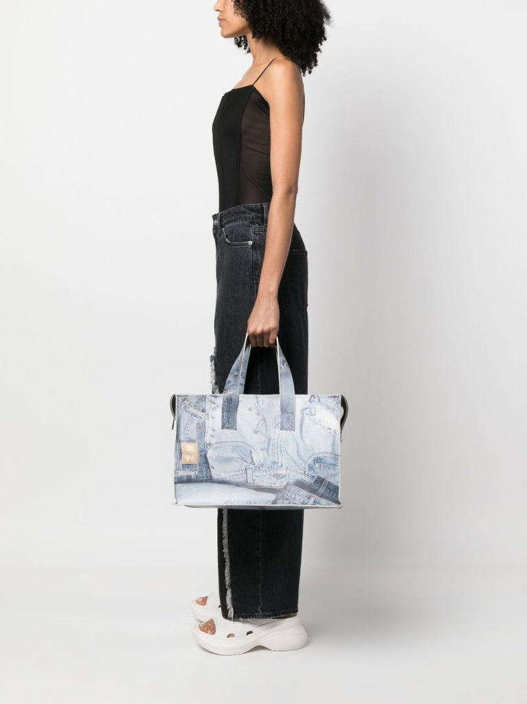 Grey Jeans Print Tote Bag