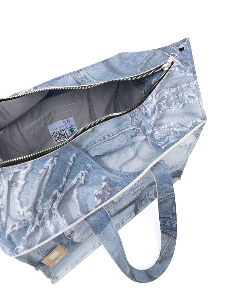 Grey Jeans Print Tote Bag