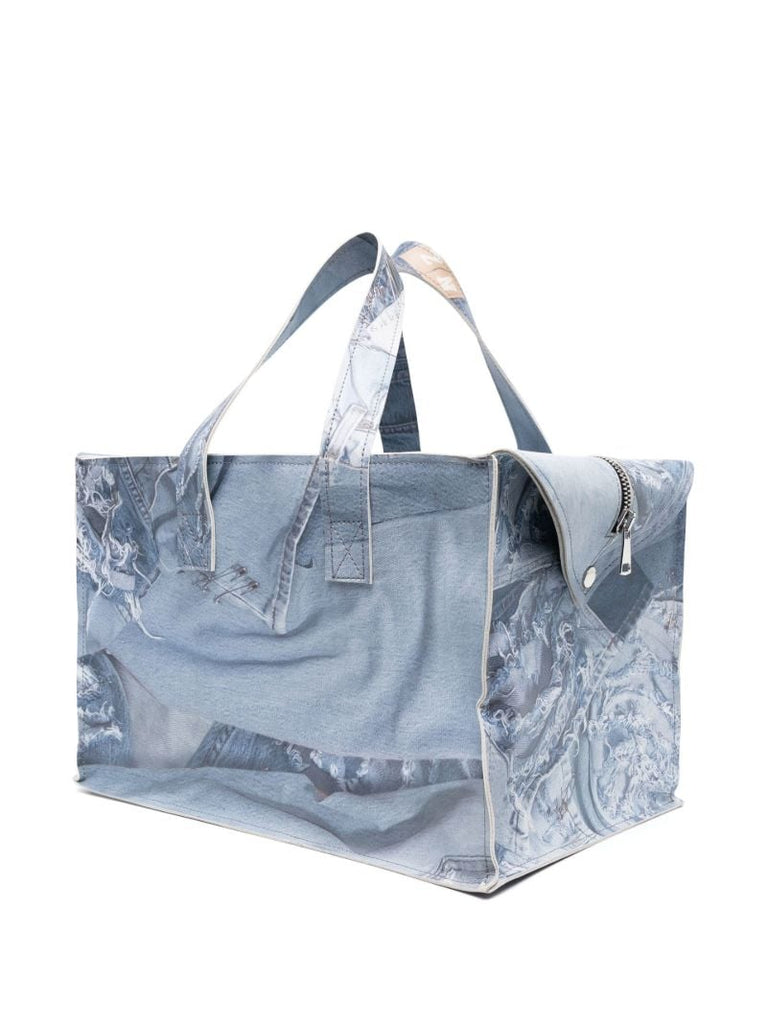 Grey Jeans Print Tote Bag