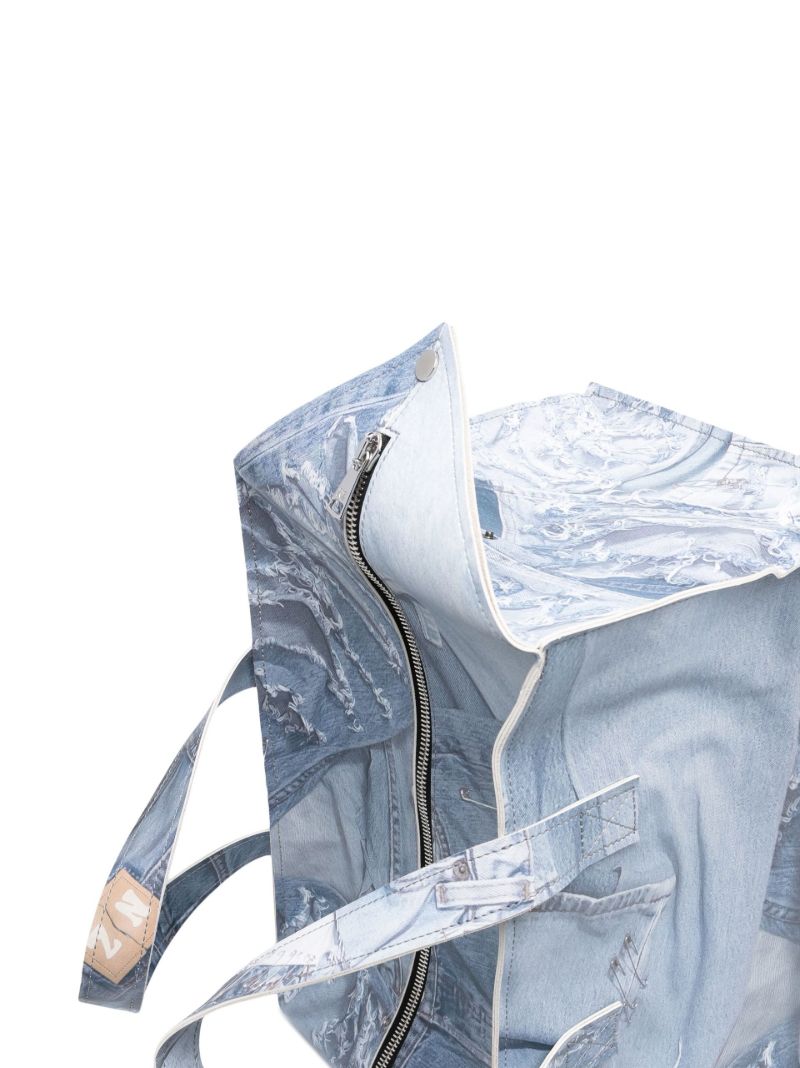 Grey Jeans Print Tote Bag