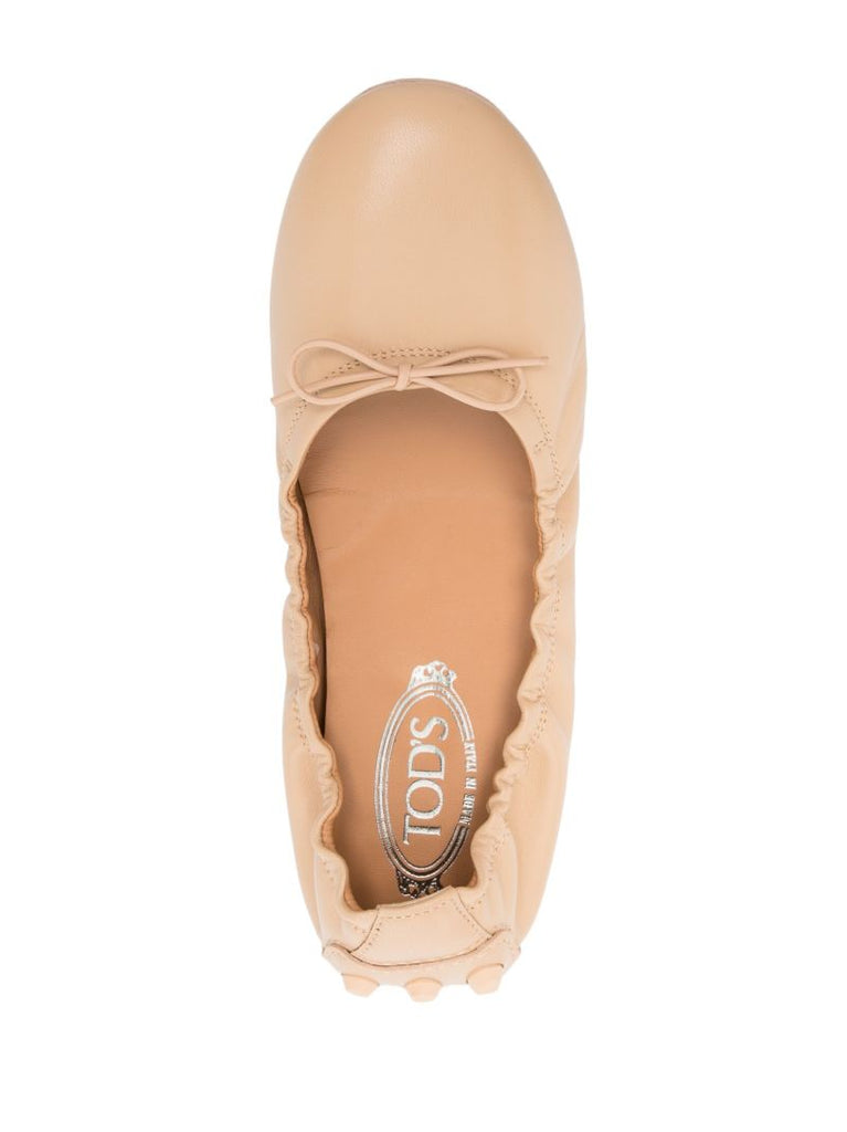Neutral Gommini Bubble Leather Ballerina Shoes