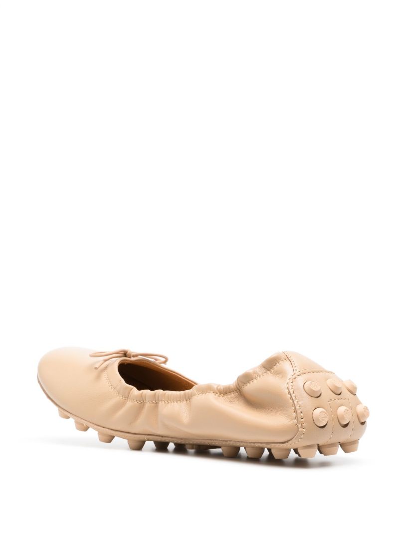 Neutral Gommini Bubble Leather Ballerina Shoes