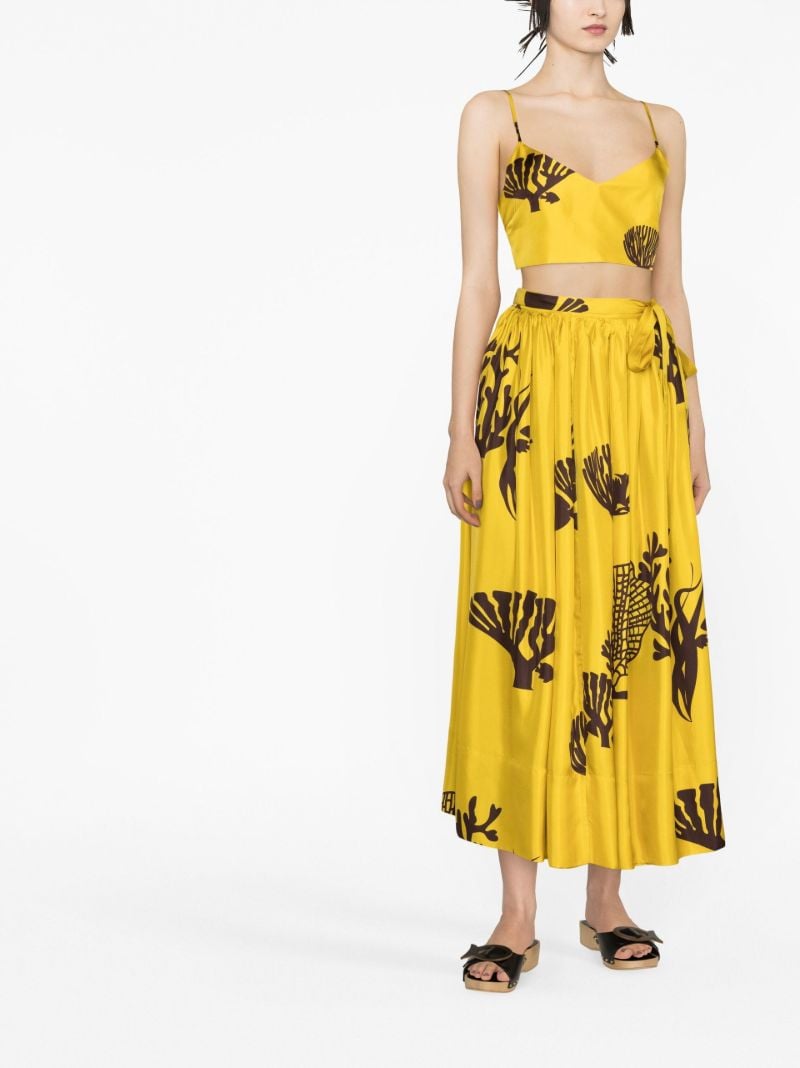 Yellow Ezra Reef Print Silk Crop Top