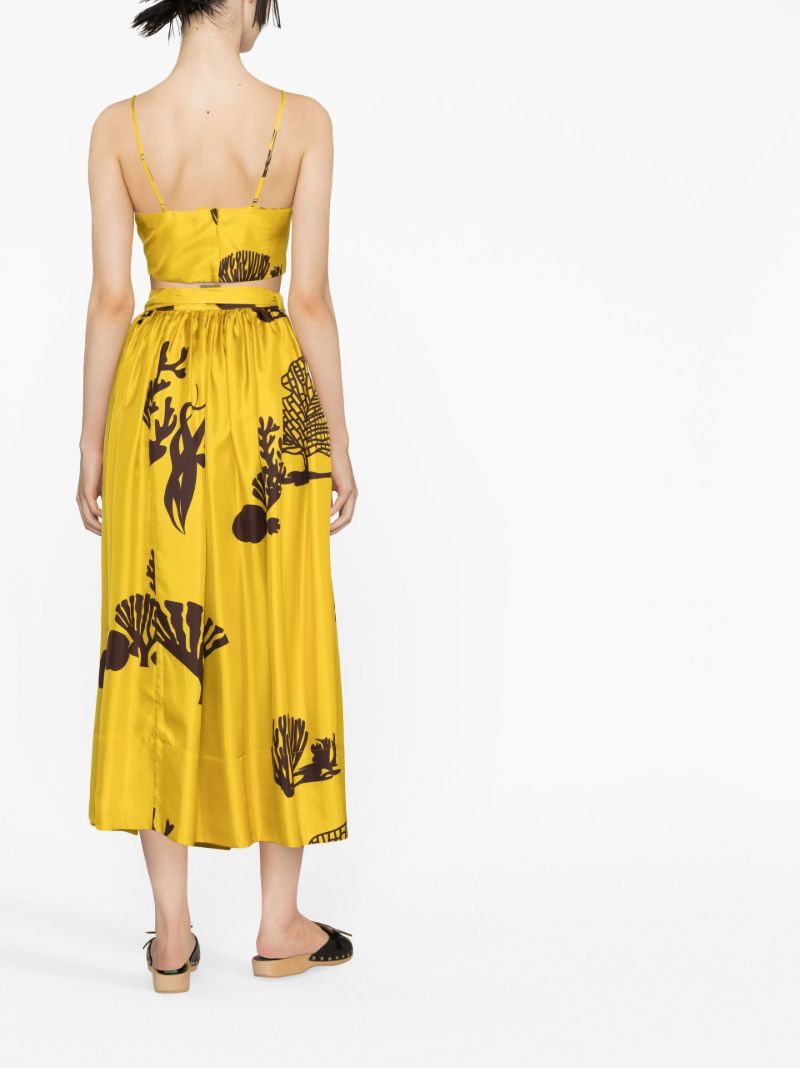 Yellow Ezra Reef Print Silk Crop Top