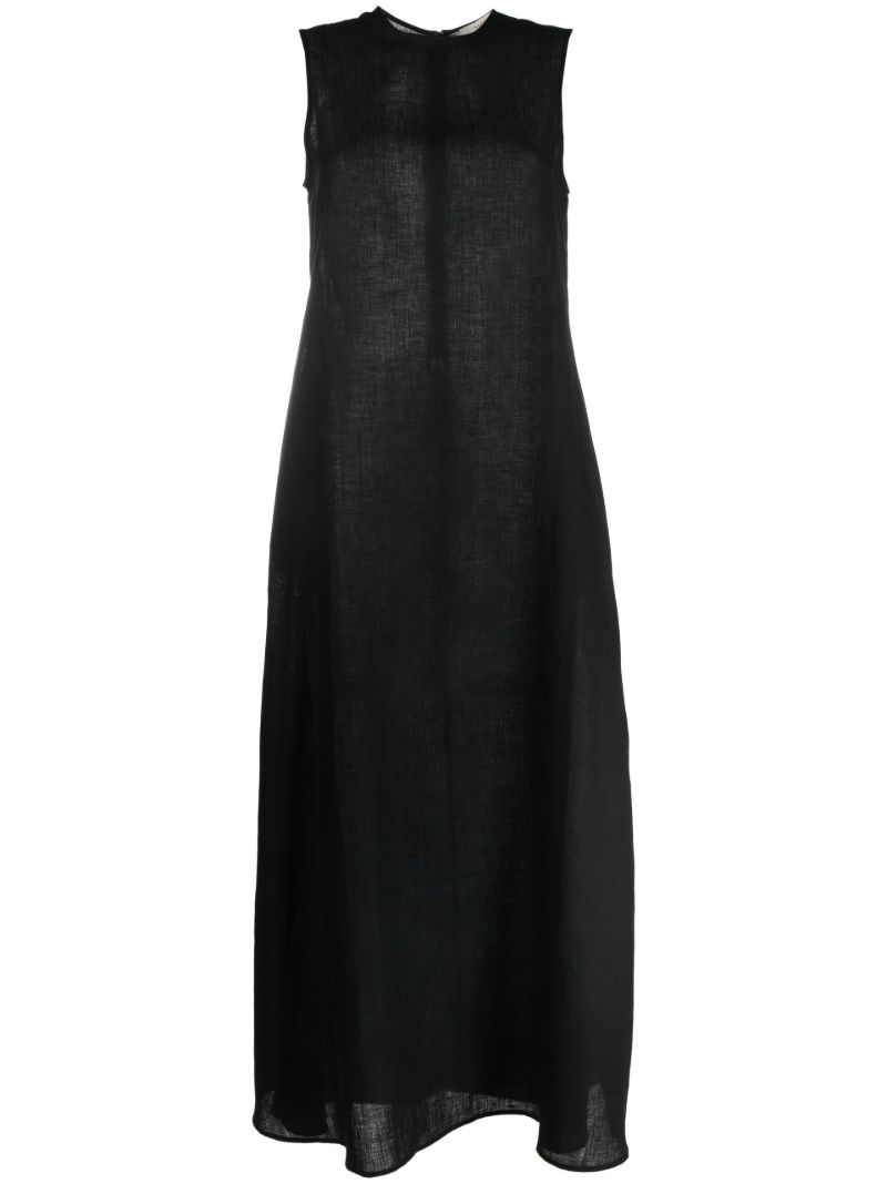 Black Tallin Organic Linen Maxi Dress