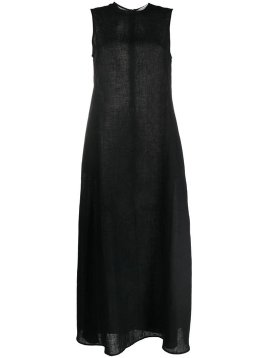 Black Tallin Organic Linen Maxi Dress