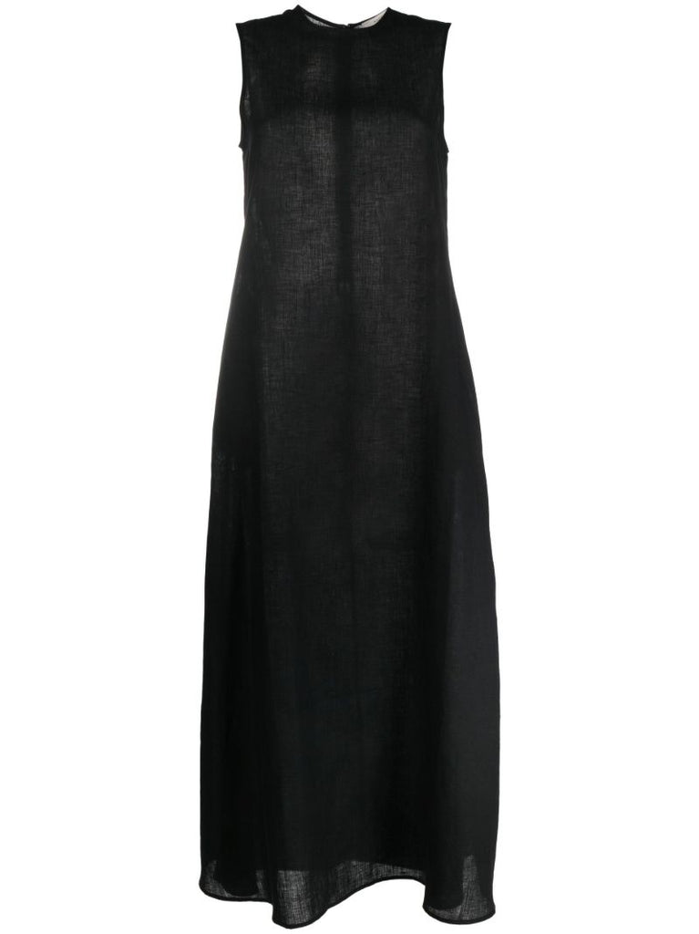Black Tallin Organic Linen Maxi Dress