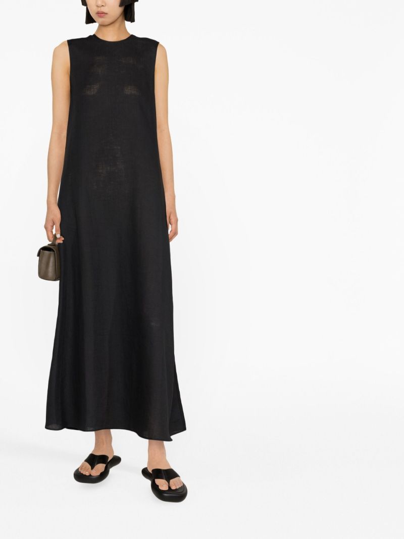 Black Tallin Organic Linen Maxi Dress