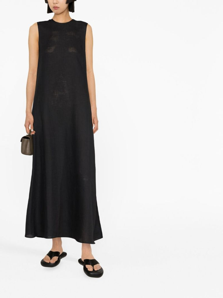 Black Tallin Organic Linen Maxi Dress