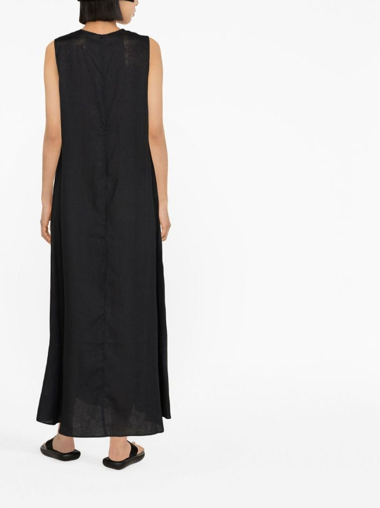 Black Tallin Organic Linen Maxi Dress