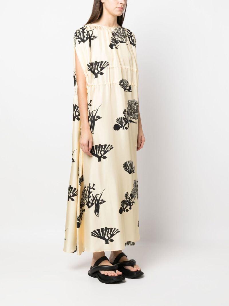 Neutral Guilia Printed Silk Dress