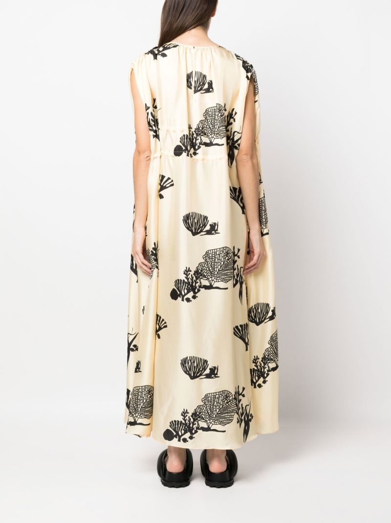 Neutral Guilia Printed Silk Dress