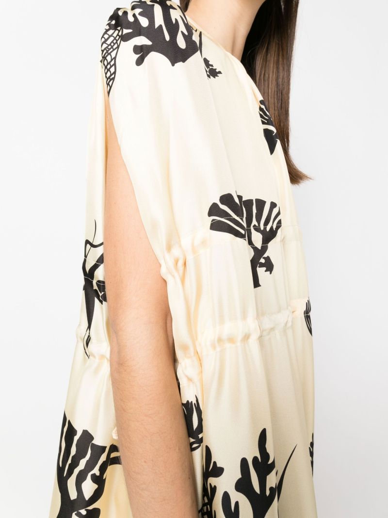 Neutral Guilia Printed Silk Dress