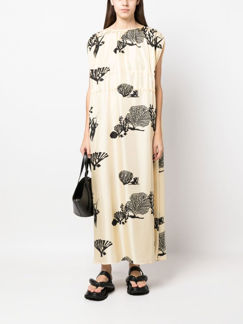 Neutral Guilia Printed Silk Dress