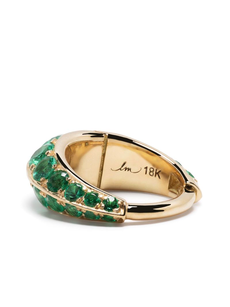 18k Yellow Gold Mini Crescent Emerald Single Hoop Earring