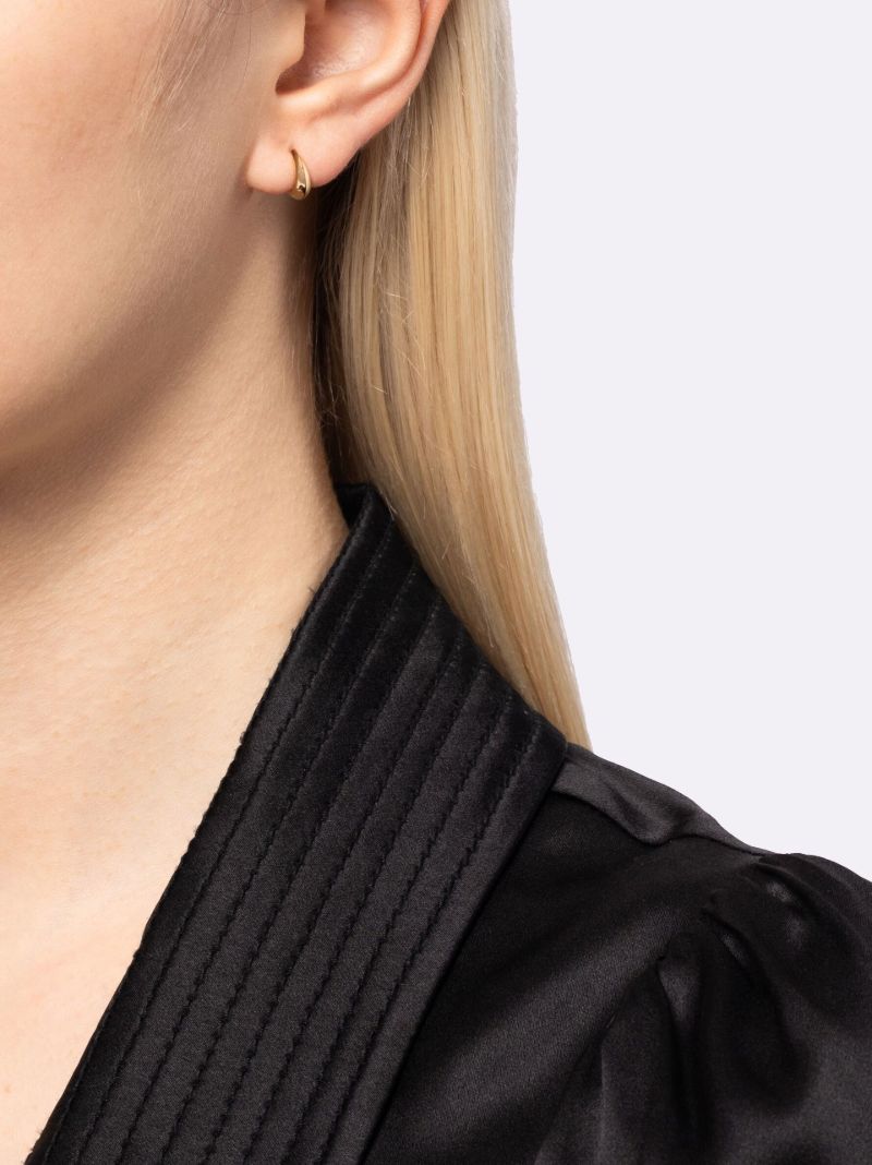 18k Yellow Gold Mini Crescent Single Hoop Earring