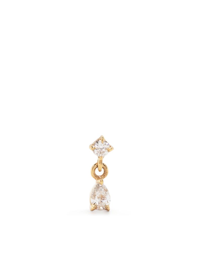 18k Yellow Gold Mix Matched Diamond Single Drop Earring