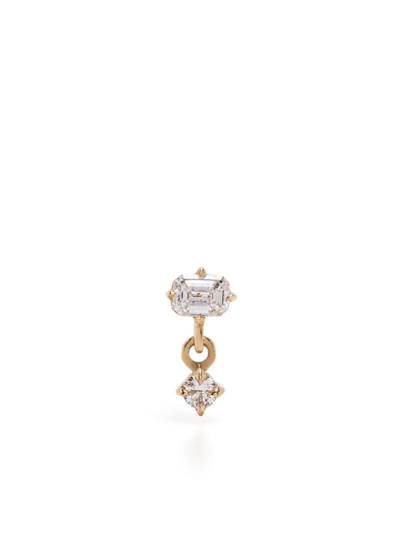 18k Yellow Gold Diamond Single Drop Earring
