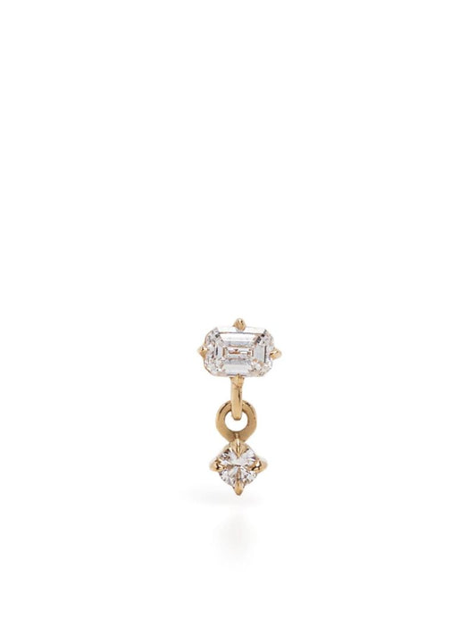18k Yellow Gold Diamond Single Drop Earring