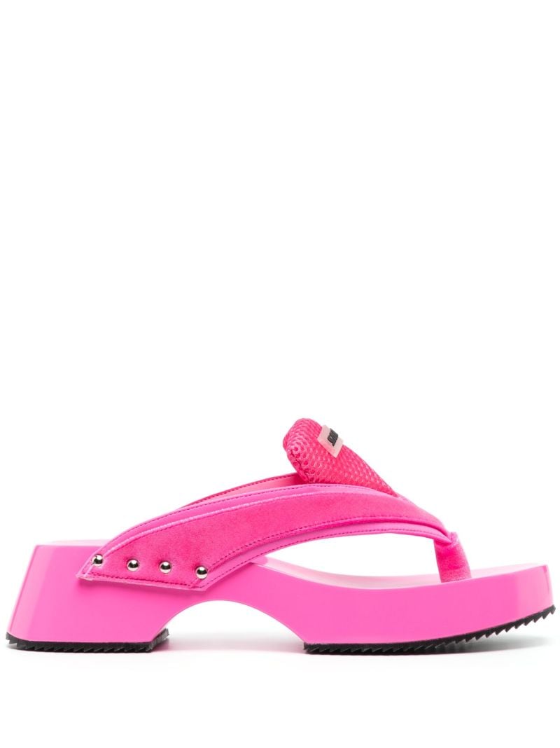 Pink Barbie Velvet Wood Sandals