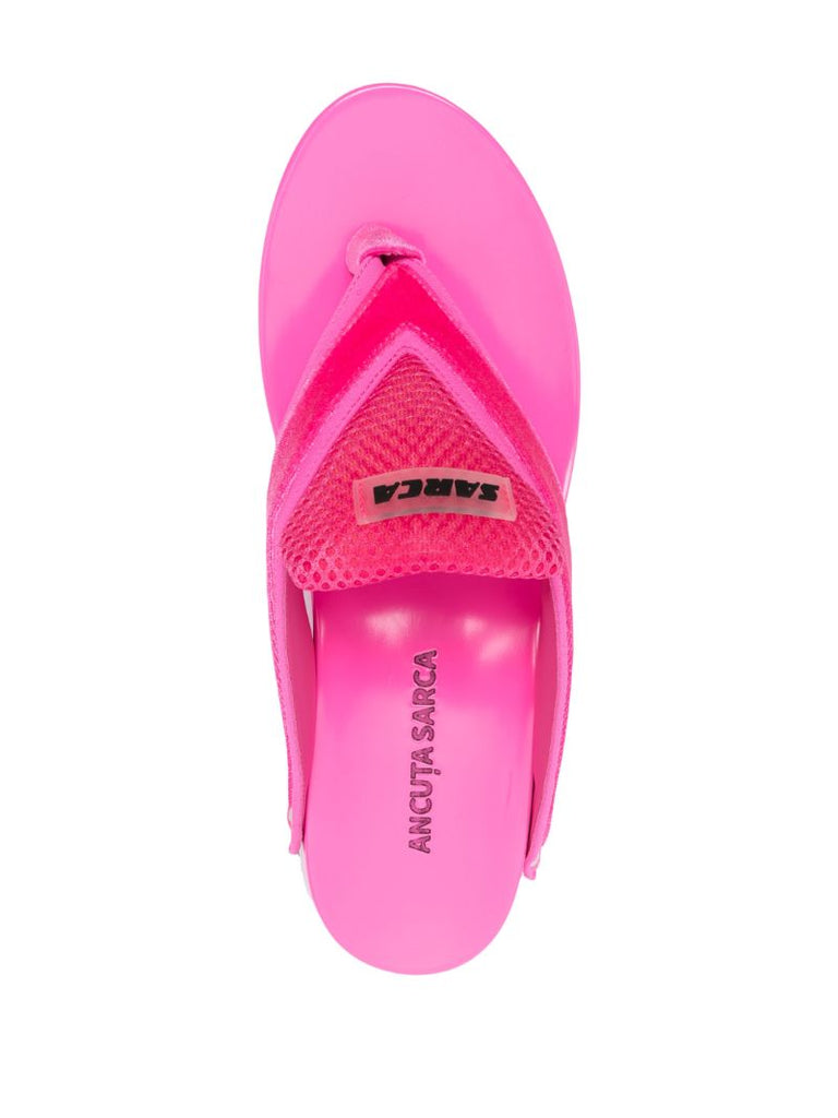 Pink Barbie Velvet Wood Sandals