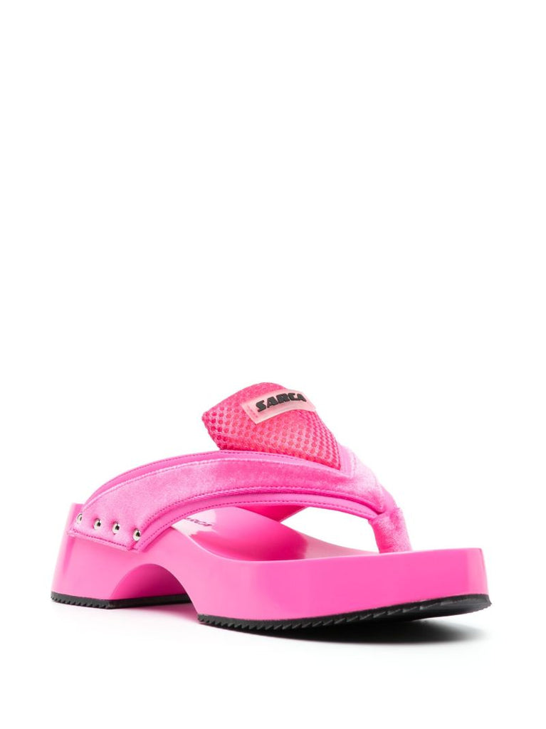 Pink Barbie Velvet Wood Sandals