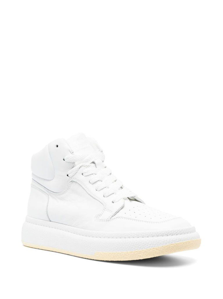 White High-top Leather Sneakers