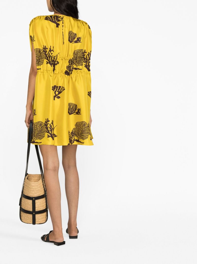 Yellow Mata Printed Silk Mini Dress