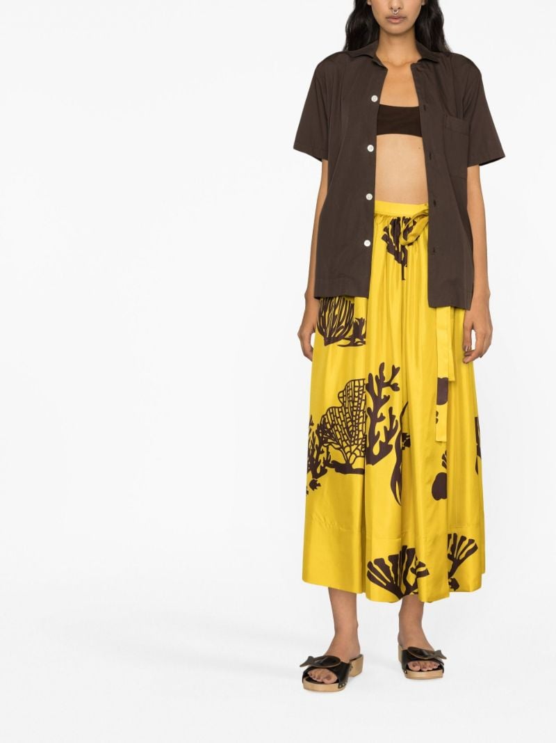 Yellow Printed Silk Midi Skirt