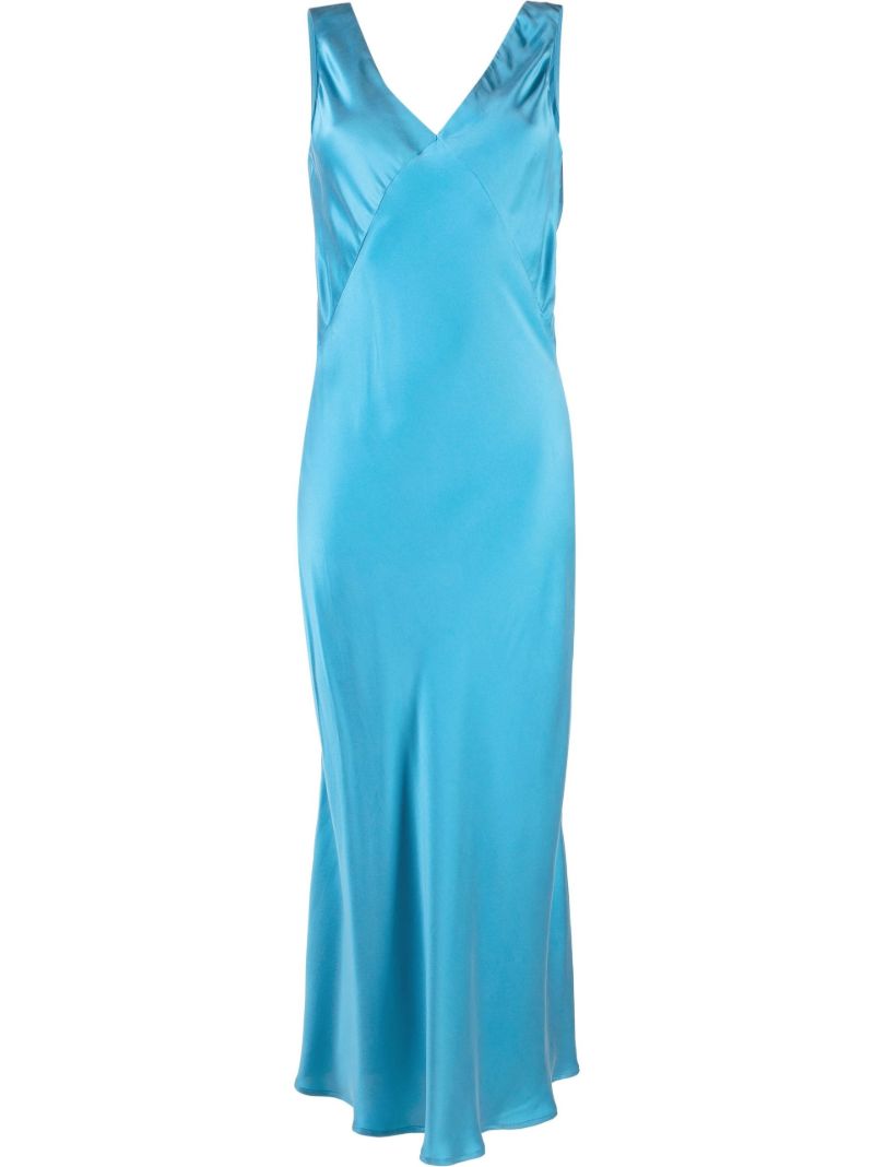Blue Bordeaux Silk Midi Dress