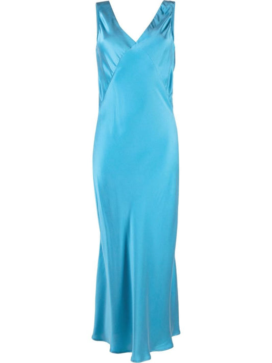 Blue Bordeaux Silk Midi Dress