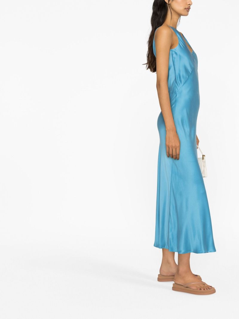 Blue Bordeaux Silk Midi Dress