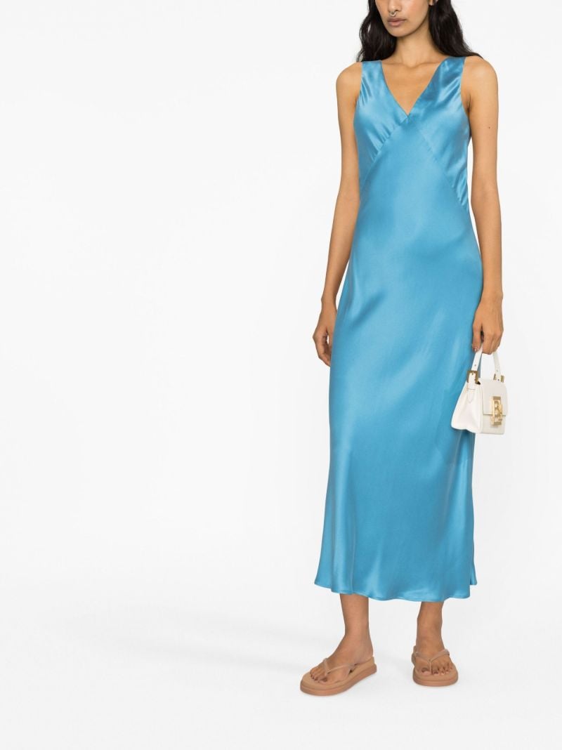 Blue Bordeaux Silk Midi Dress