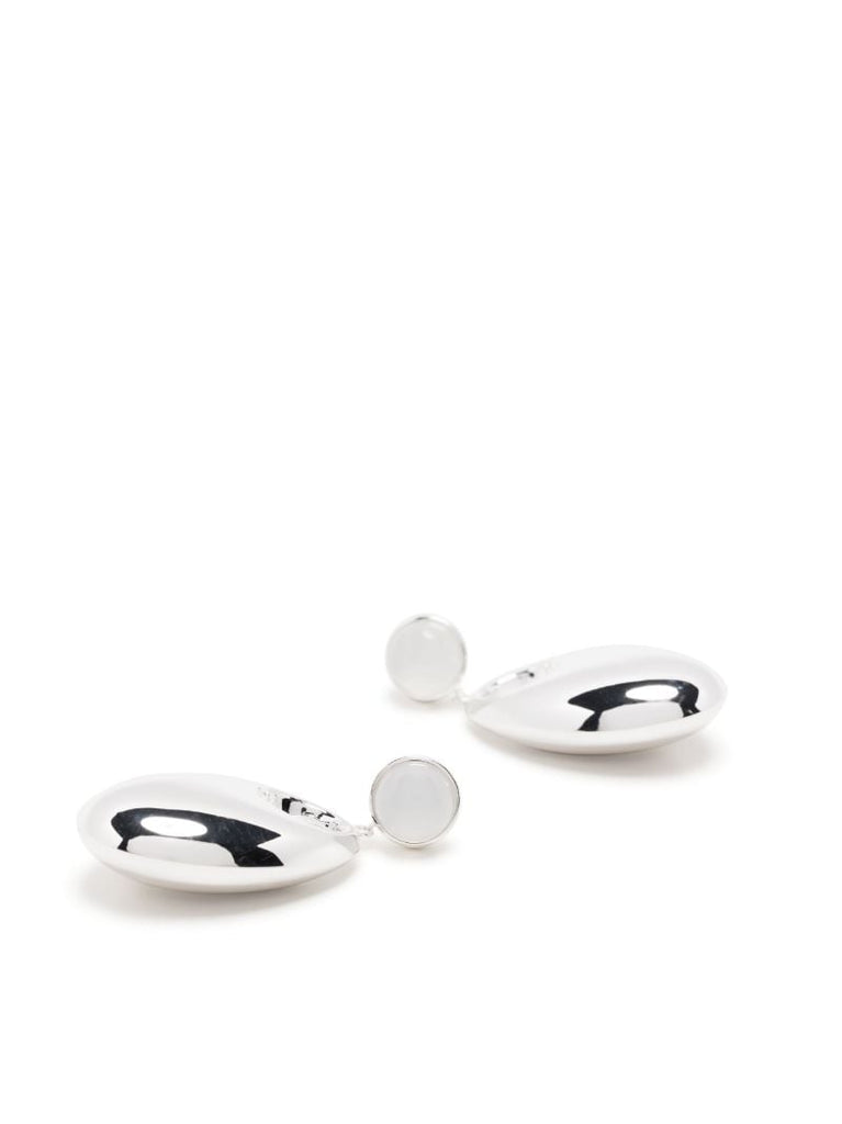 Silver-plated No.12071 Chalcedony Drop Earrings