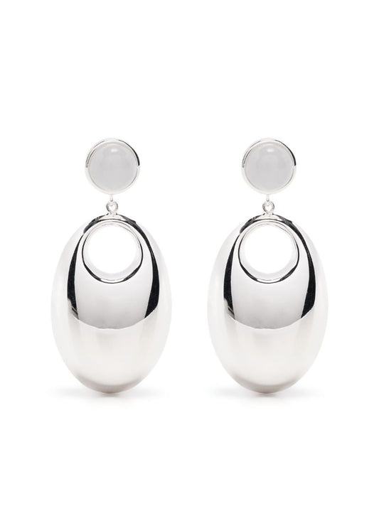 Silver-plated No.12071 Chalcedony Drop Earrings