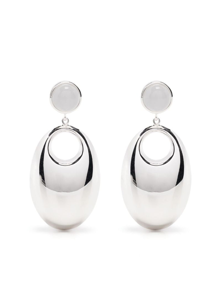 Silver-plated No.12071 Chalcedony Drop Earrings