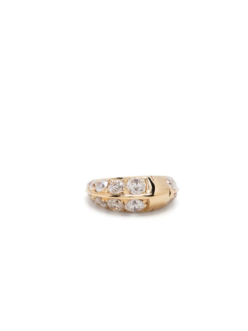 18k Yellow Gold Mini Crescent Diamond Single Hoop Earring