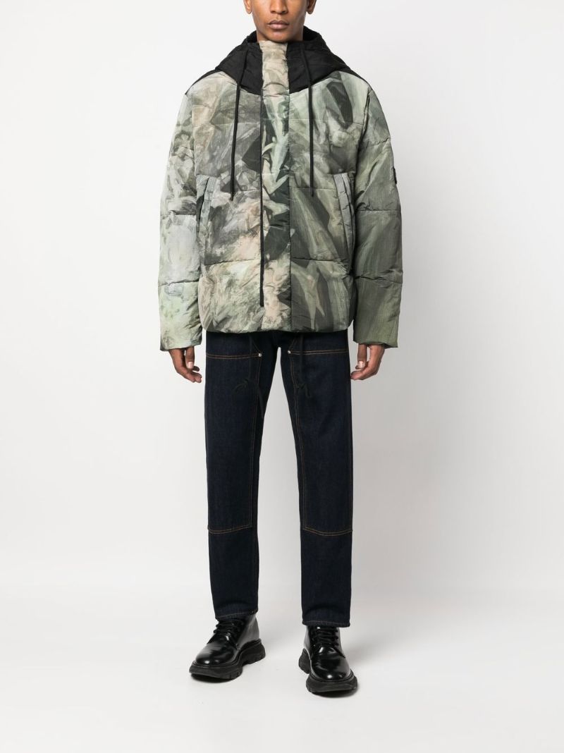Green Fowler Camouflage Hooded Down Jacket