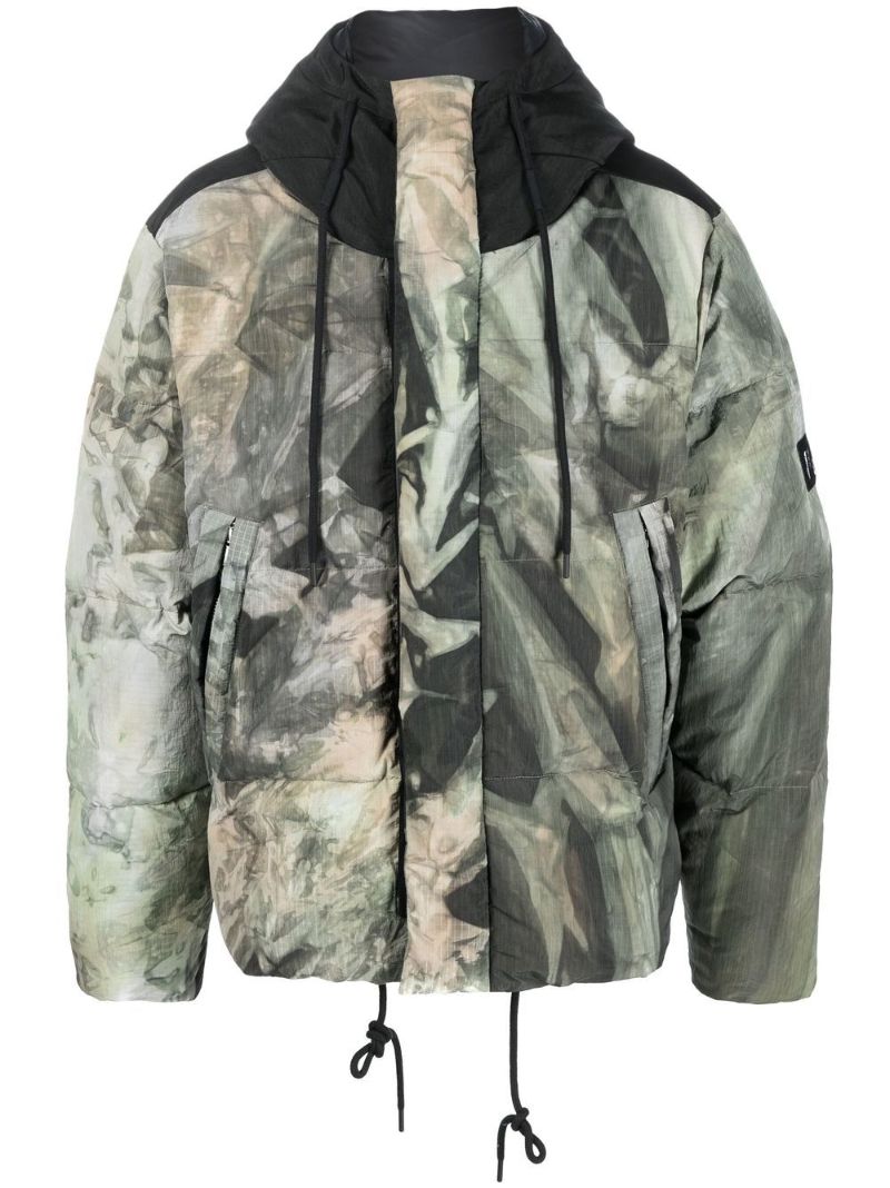 Green Fowler Camouflage Hooded Down Jacket