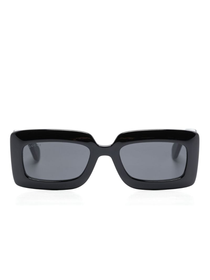 Black MatelassÃ_x0083_Â© Rectangular Sunglasses