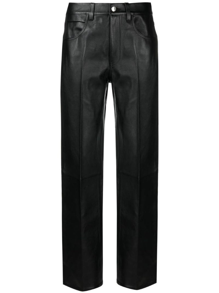 Black Straight-leg Leather Trousers