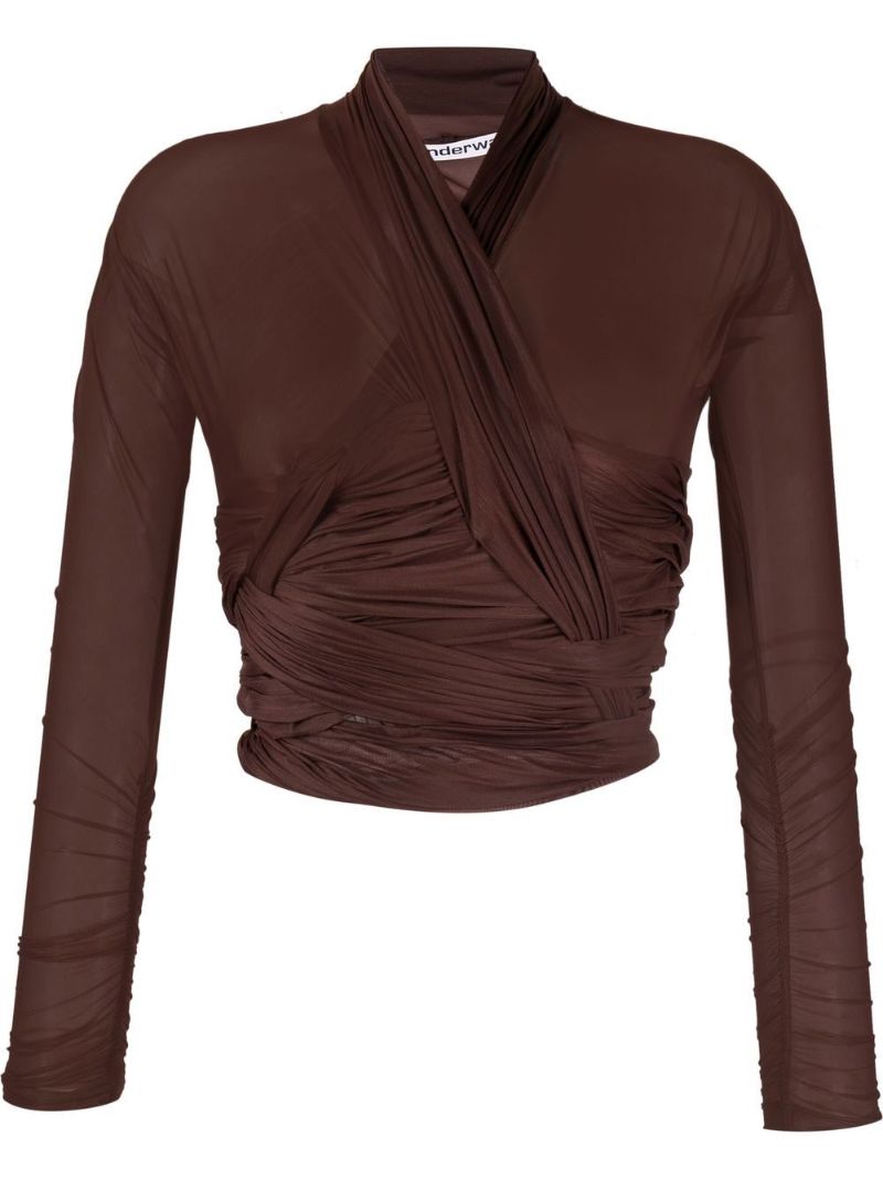Brown Ruched Cropped Top